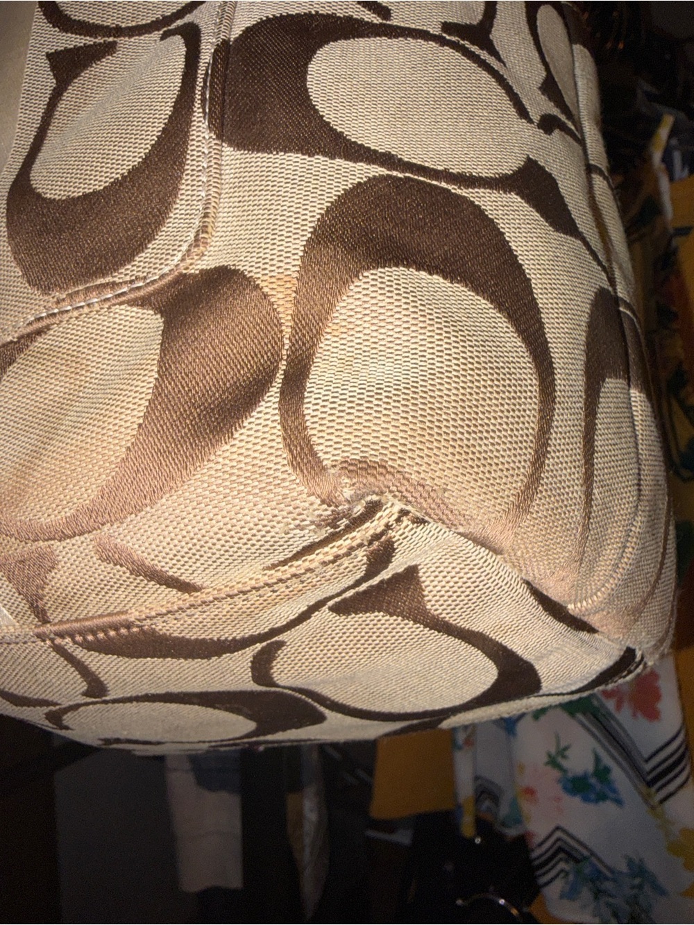 Coach Hamptons Weekend Signature Pink & White Stripe Shoulder/ Crossbody Bag - Picture 10 of 16
